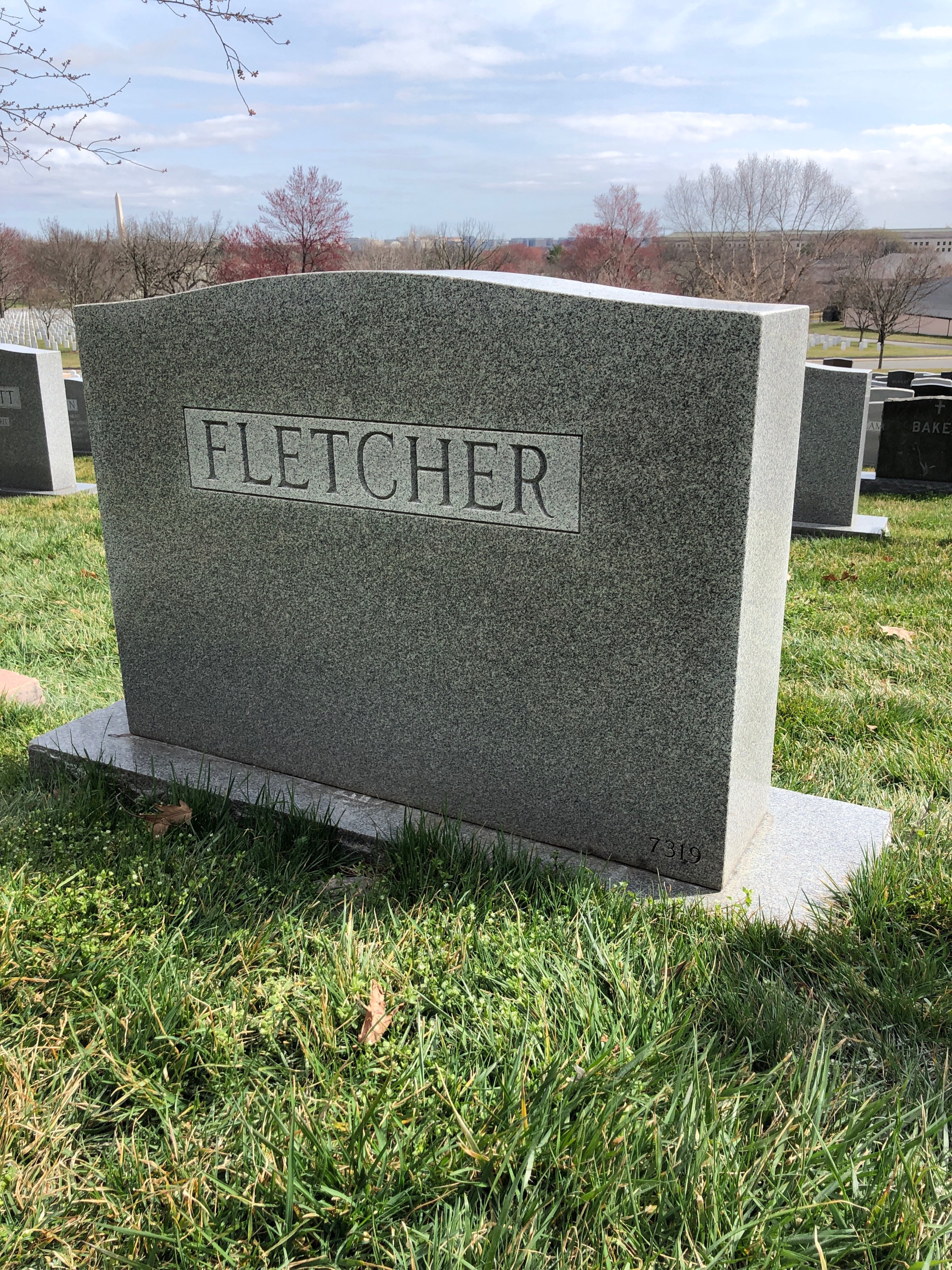 Back of headstone — Charles Fletcher