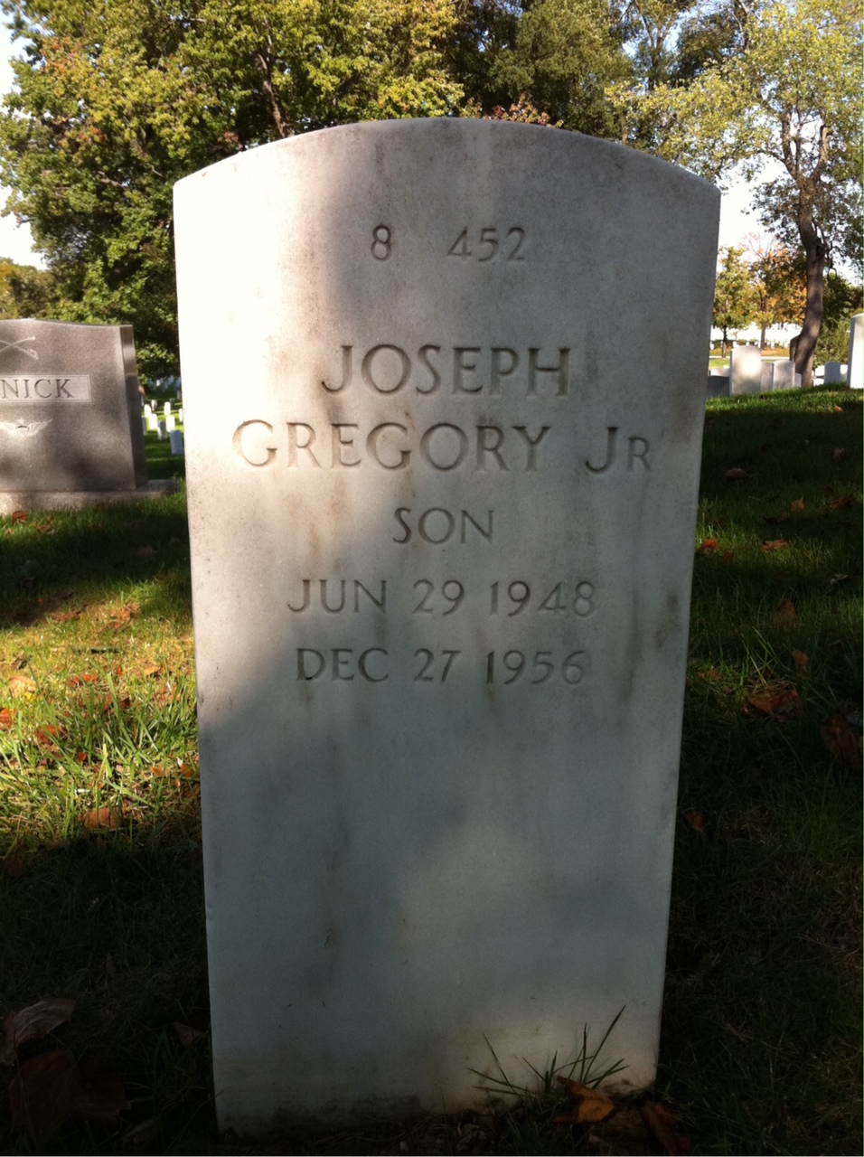 Back of headstone — Joseph Muller