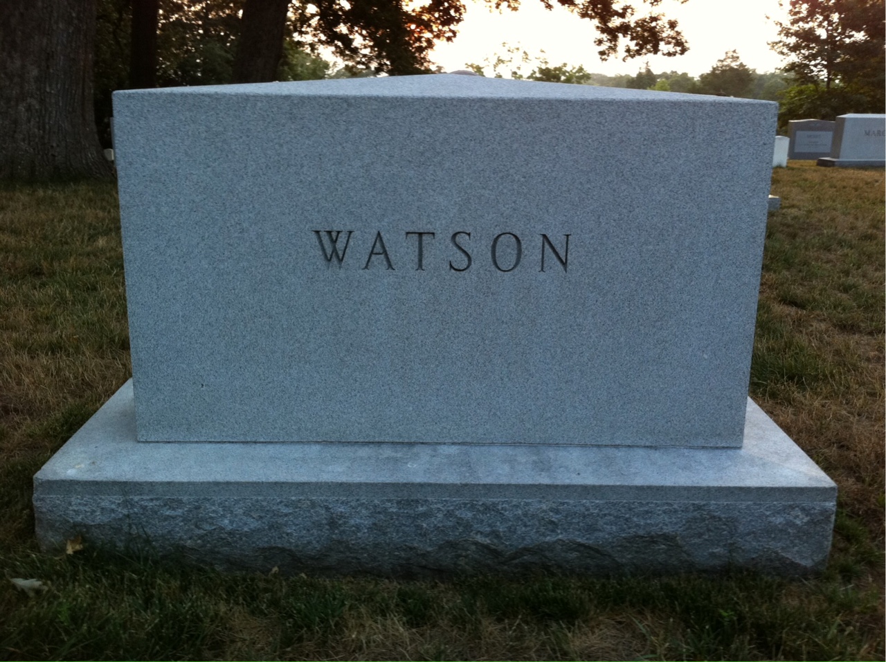 Back of headstone — Kenneth Watson