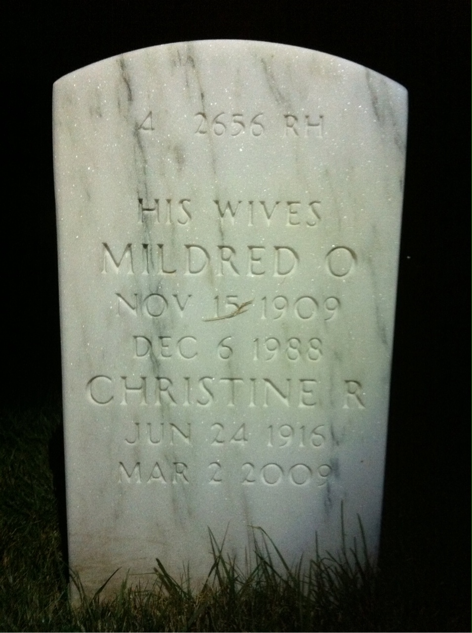 Back of headstone — Robert Heilig