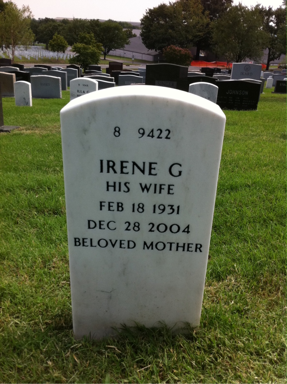 Back of headstone — Virgil Moffett