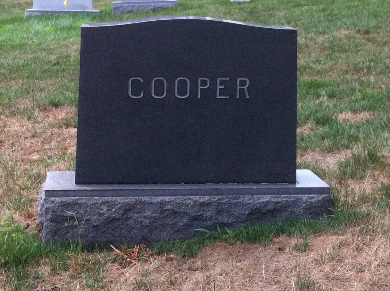 Back of headstone — John Cooper