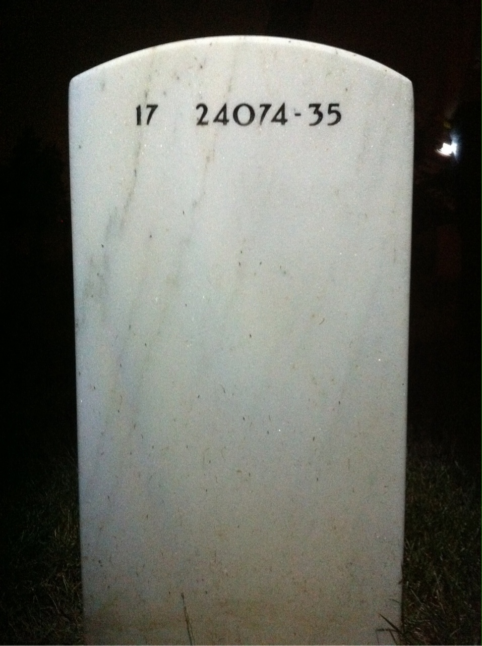 Back of headstone — Frank Gaynor