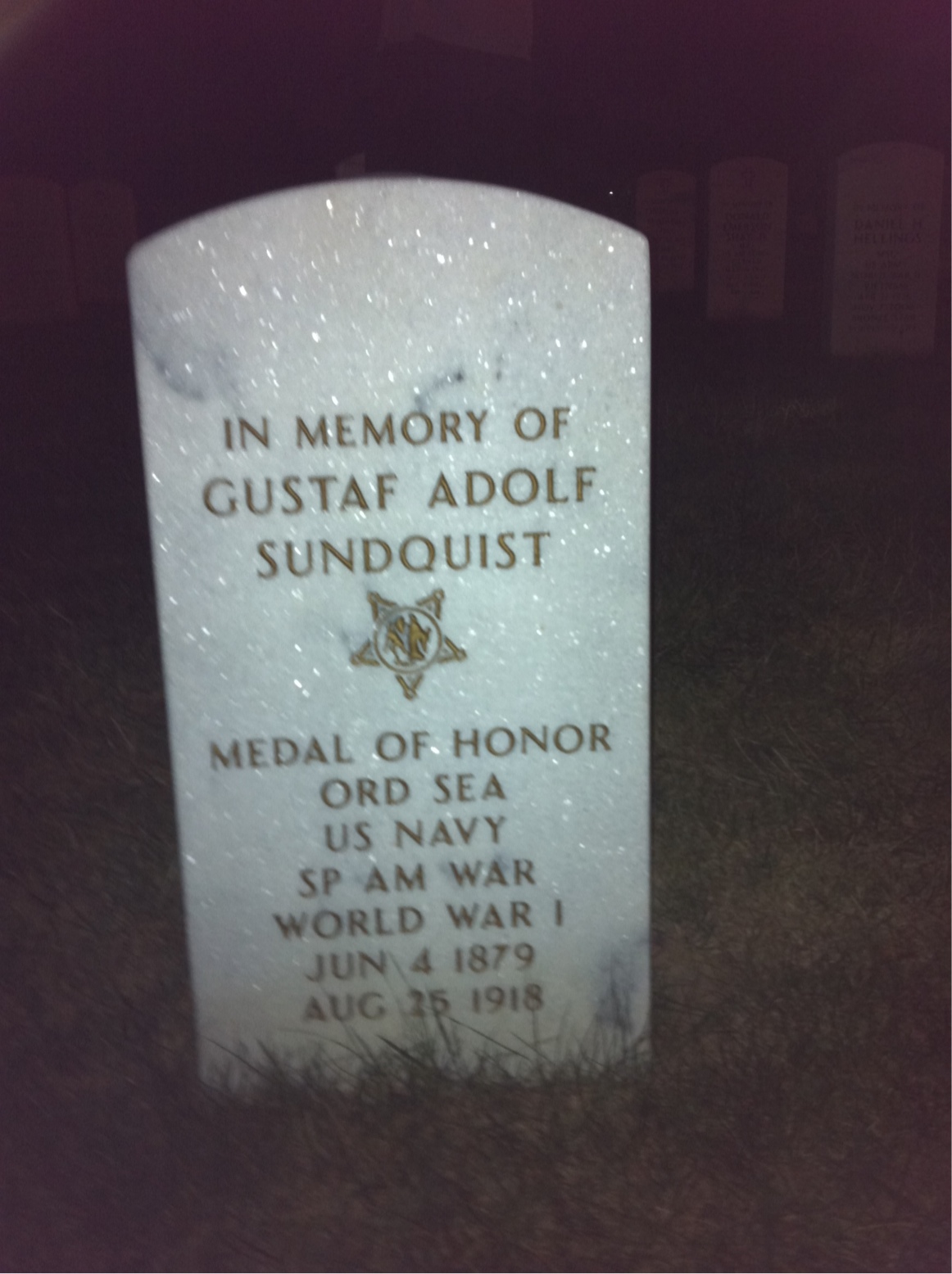 Headstone of Gustav A. Sundquist