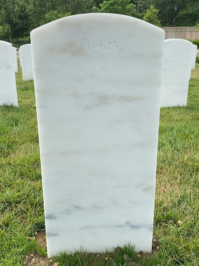 Back of headstone — William John Livernois
