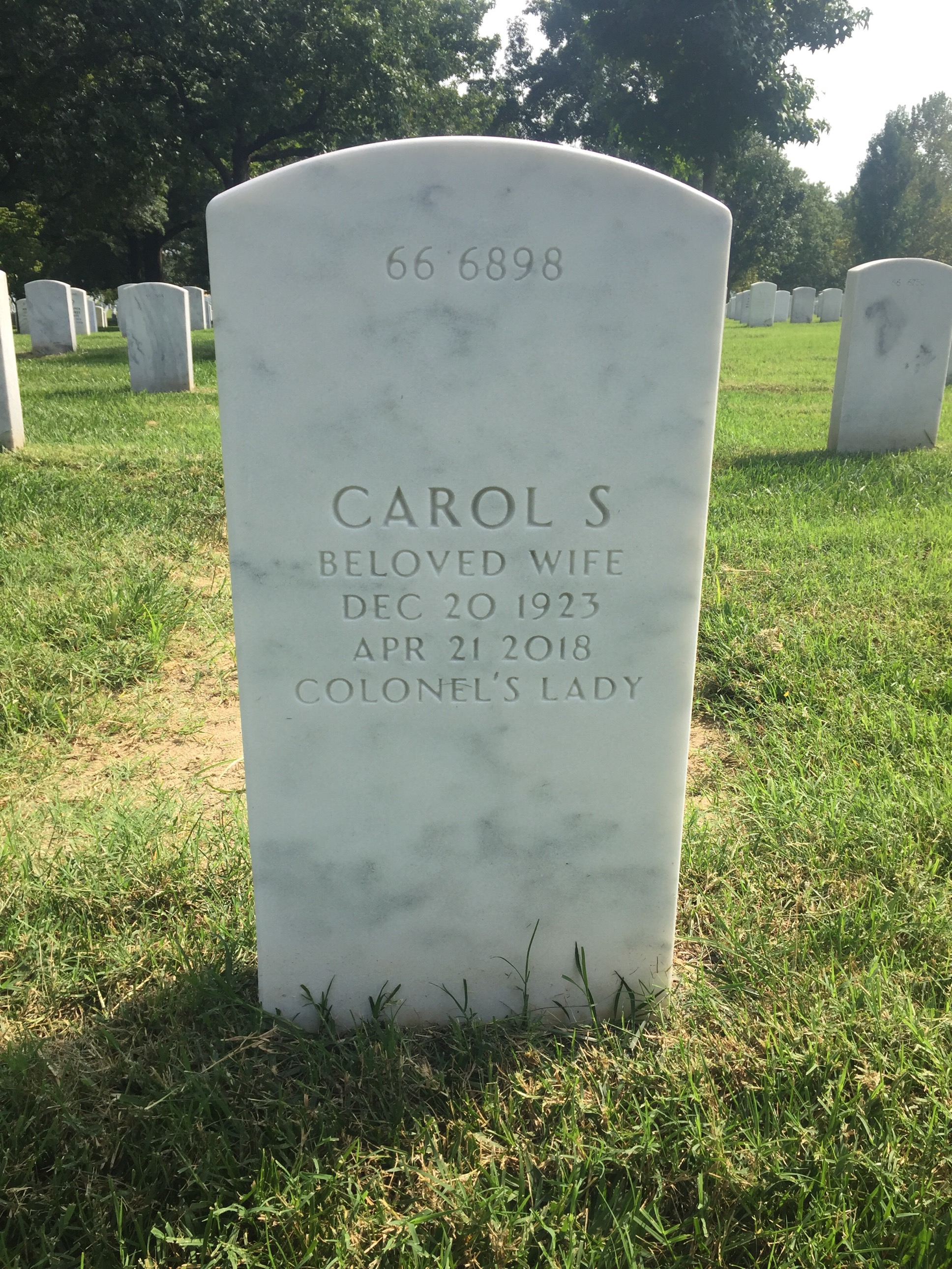 Back of headstone — Wilson L Peck
