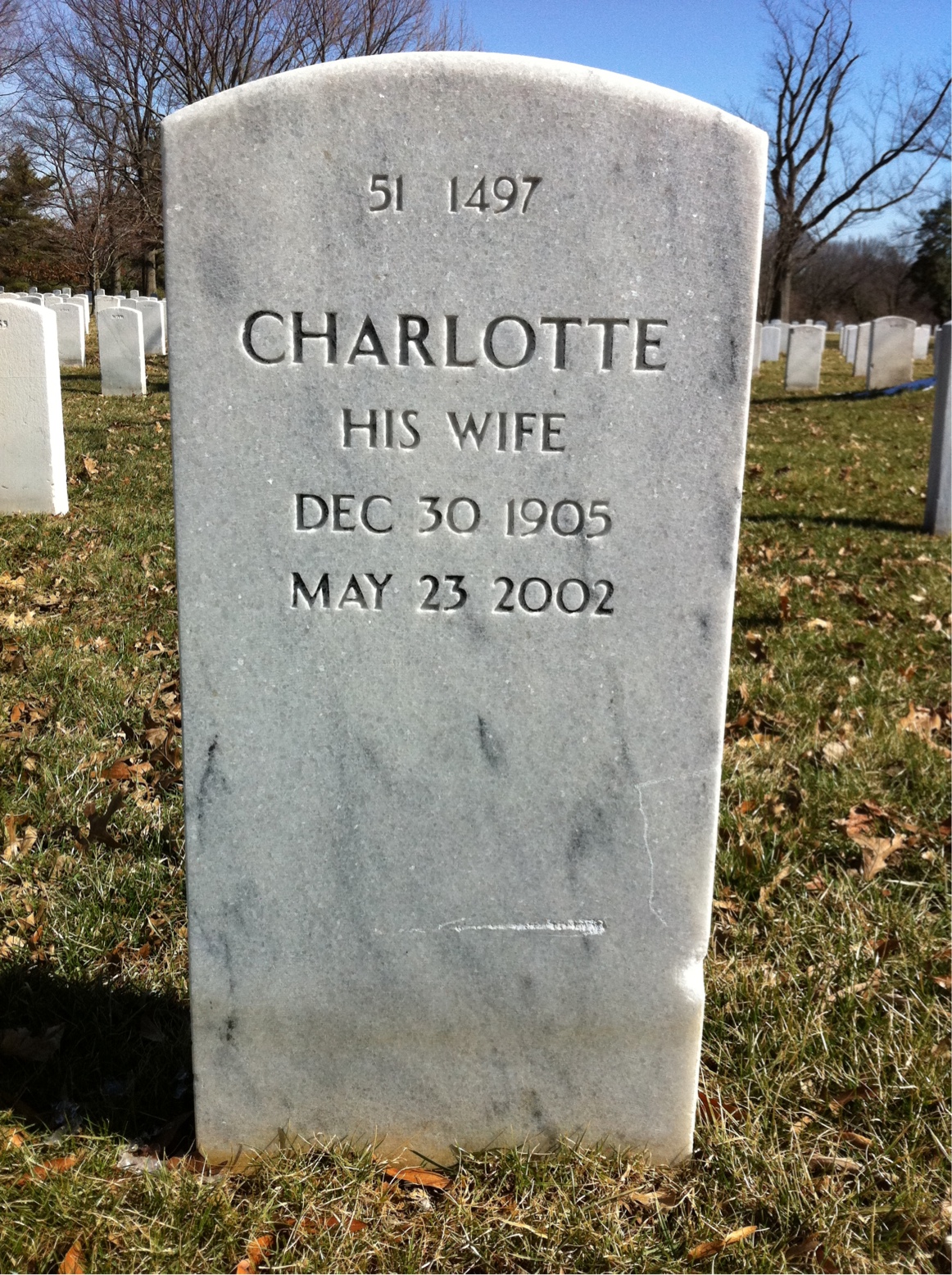 Back of headstone — Walter Eugene Croll