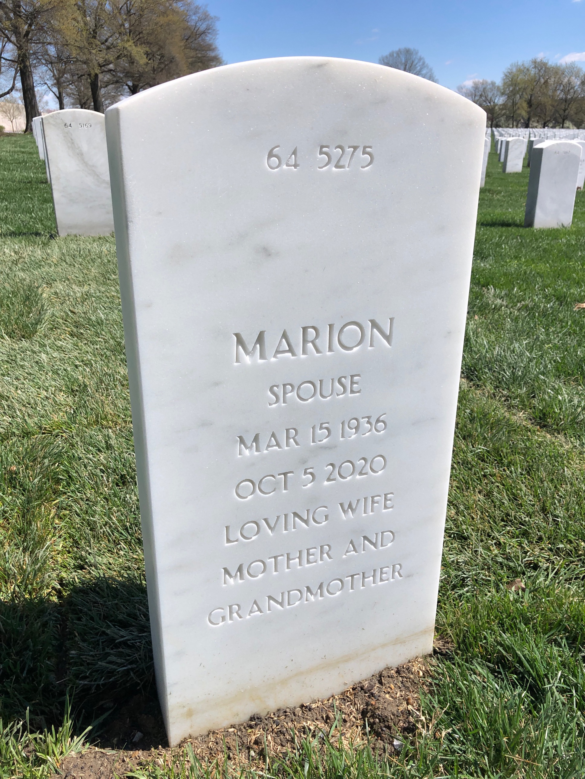Back of headstone — Leonard Johnson