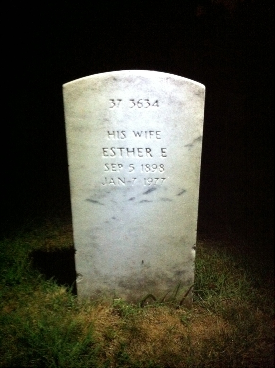 Back of headstone — Esther Montgomery