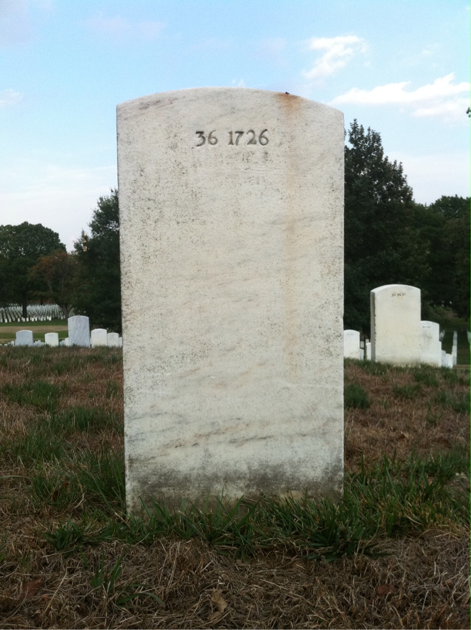 Back of headstone — Harlan Hendrick