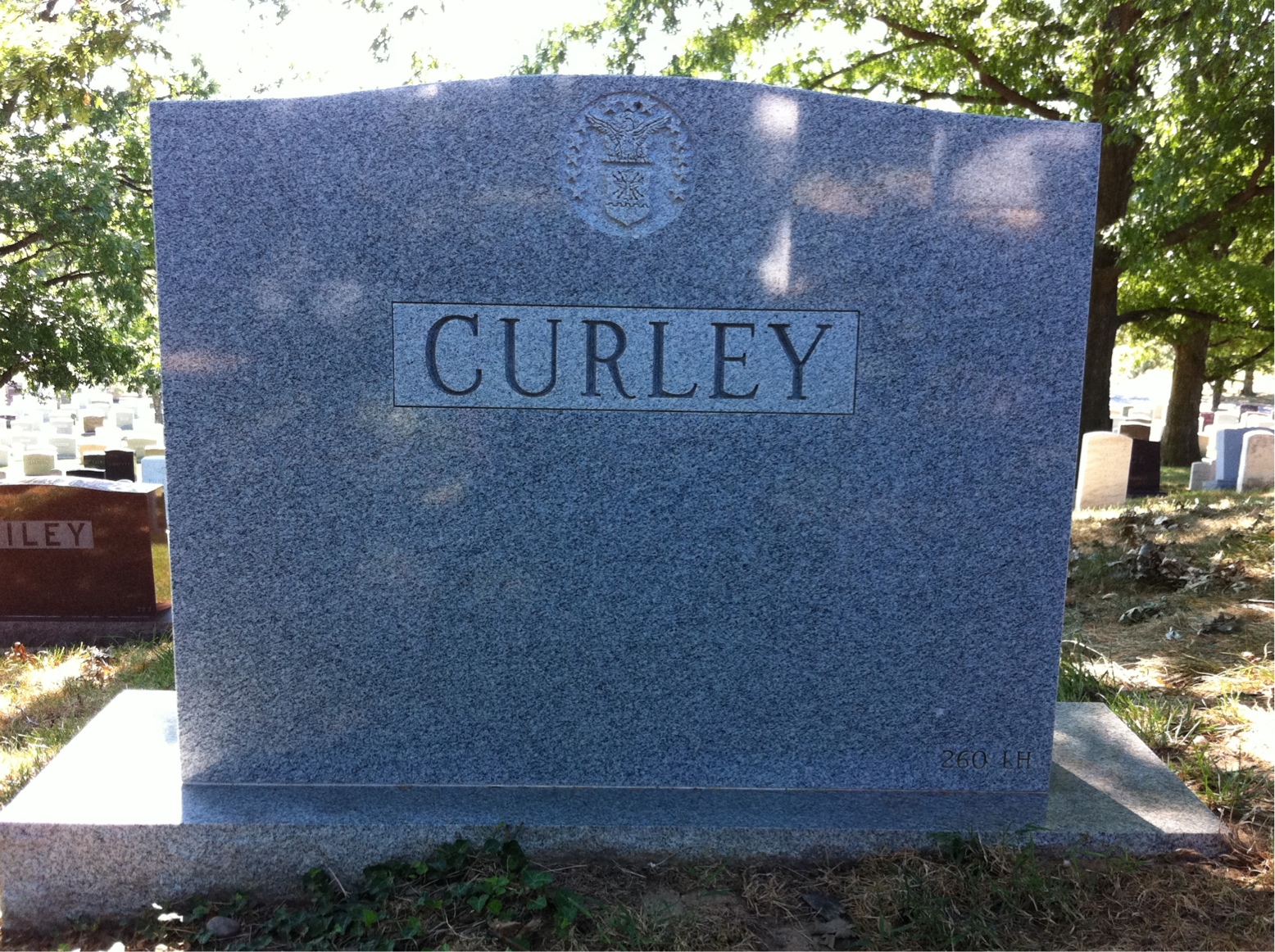 Back of headstone — William Curley