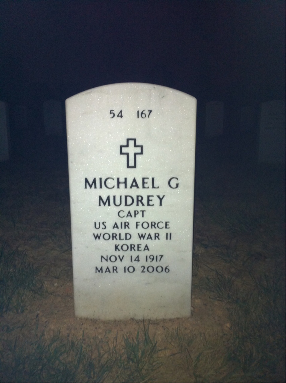 Back of headstone — Michael Mudrey