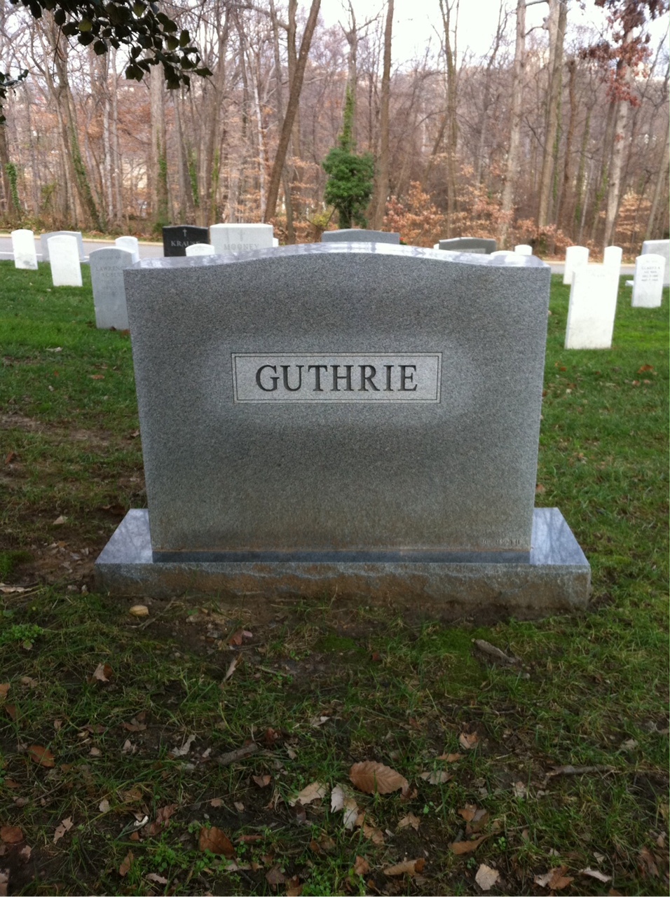 Back of headstone — Paul Guthrie