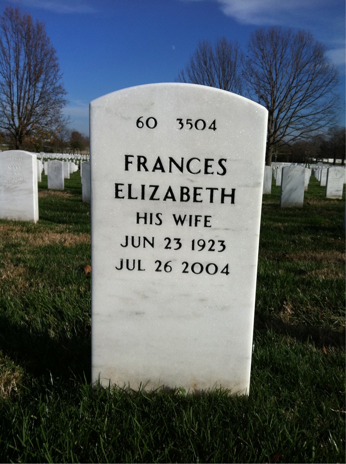 Back of headstone — Clair Ruths