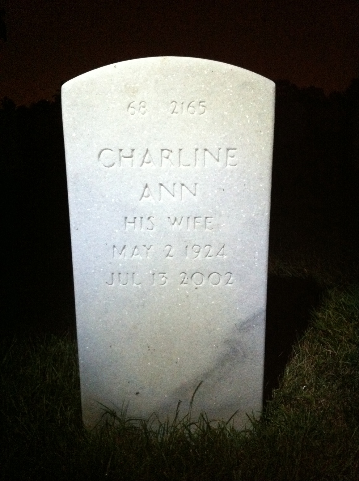 Back of headstone — James Mitchell