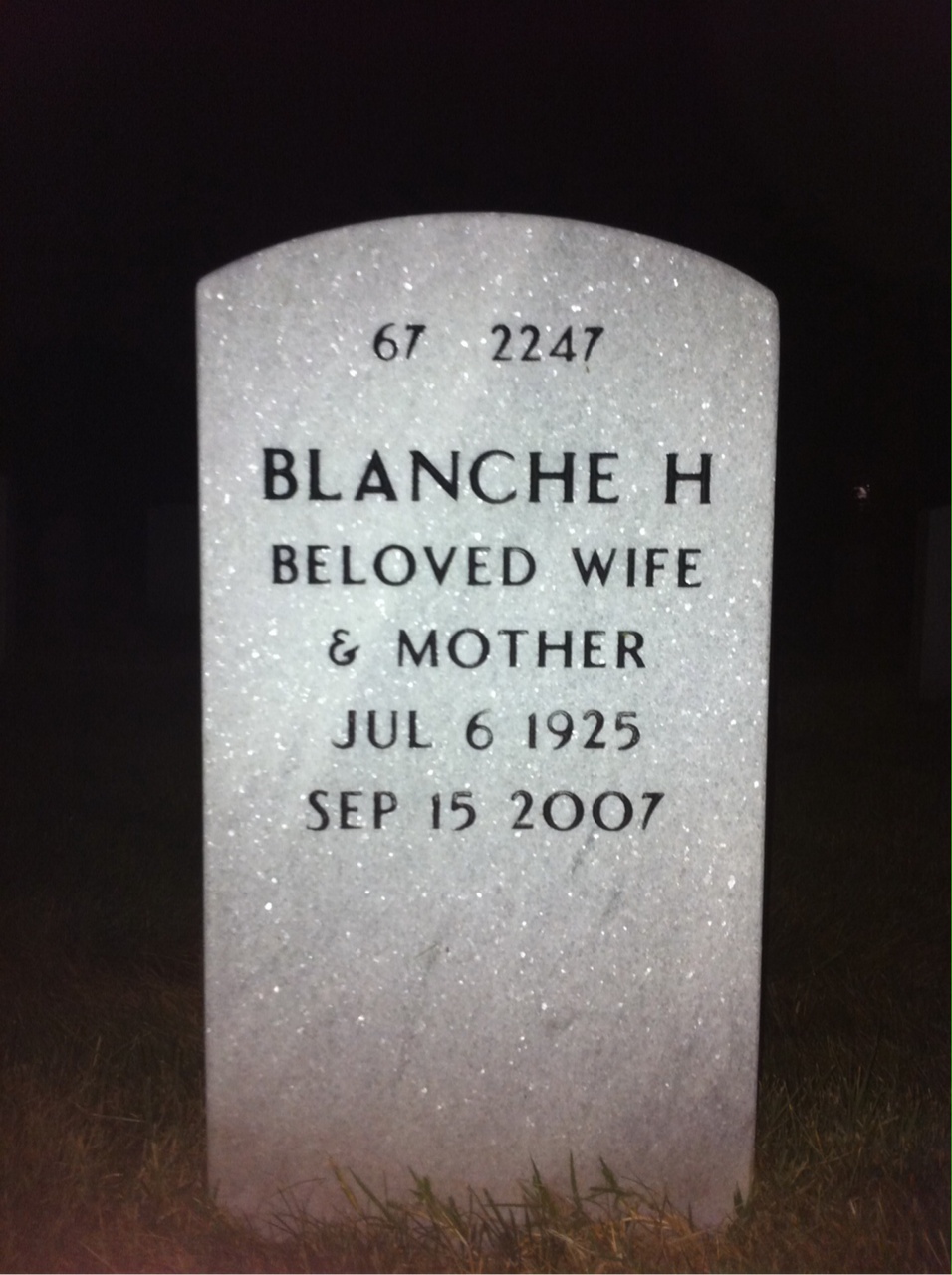 Back of headstone — Manning Smith
