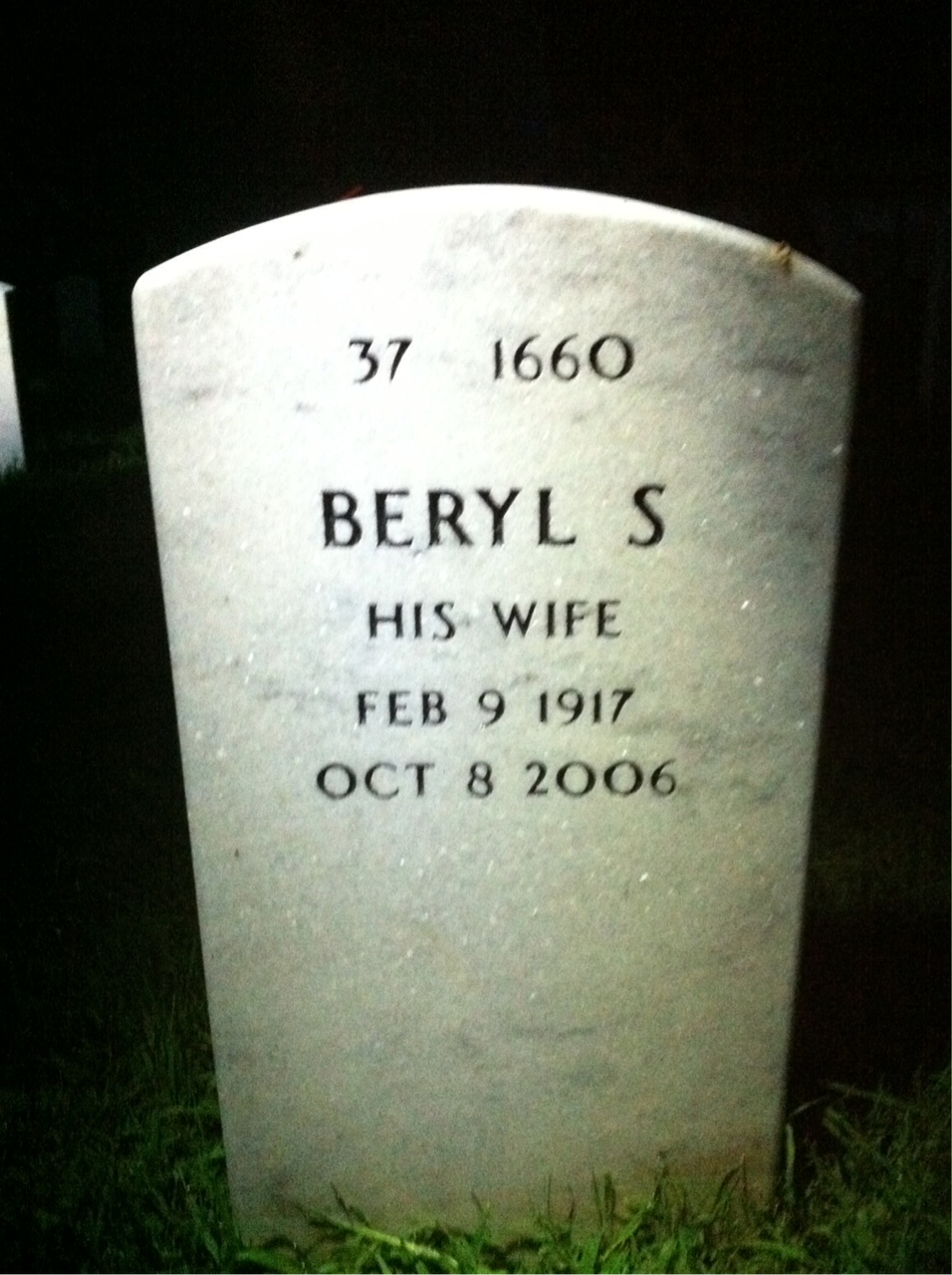 Back of headstone — Donald Stark