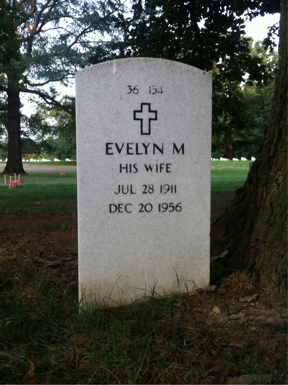 Back of headstone — Evelyn Ball
