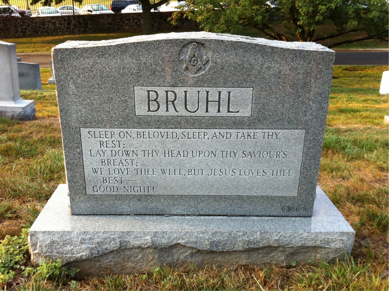 Back of headstone — Keith Bruhl