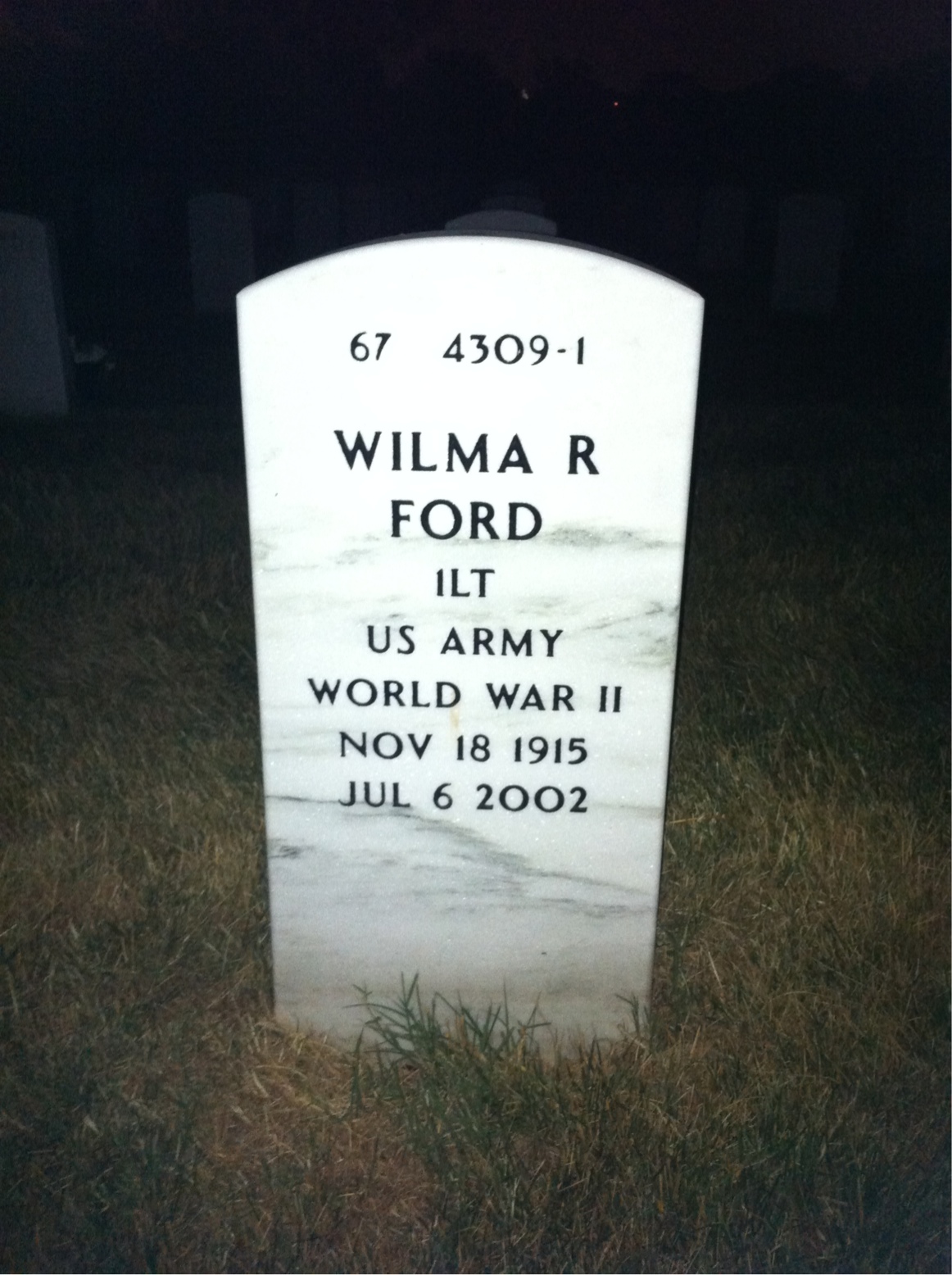 Back of headstone — Francis Ford