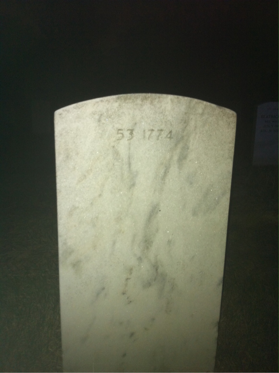 Back of headstone — Warren Henry Knight