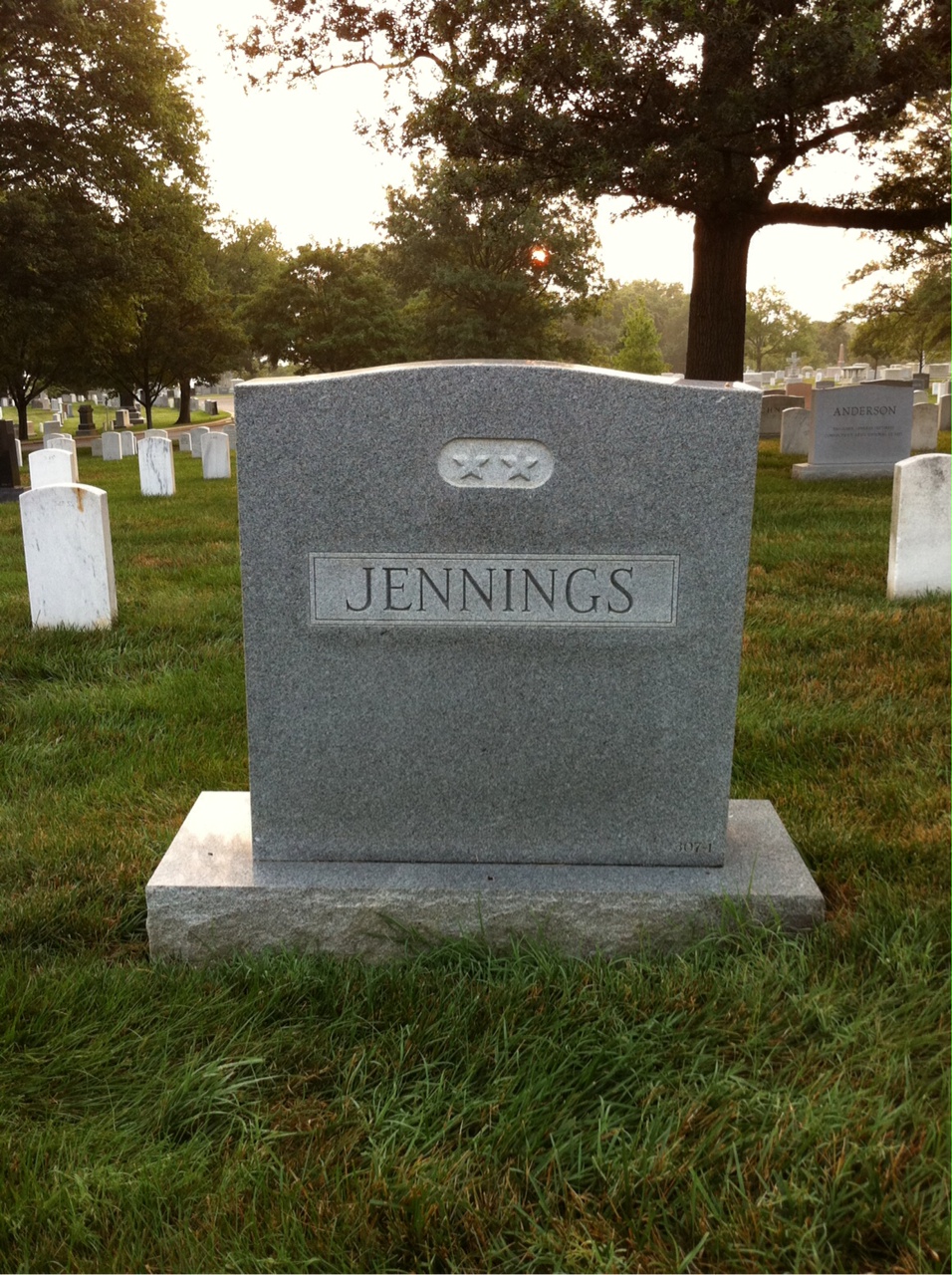 Back of headstone — Aubrey Jennings