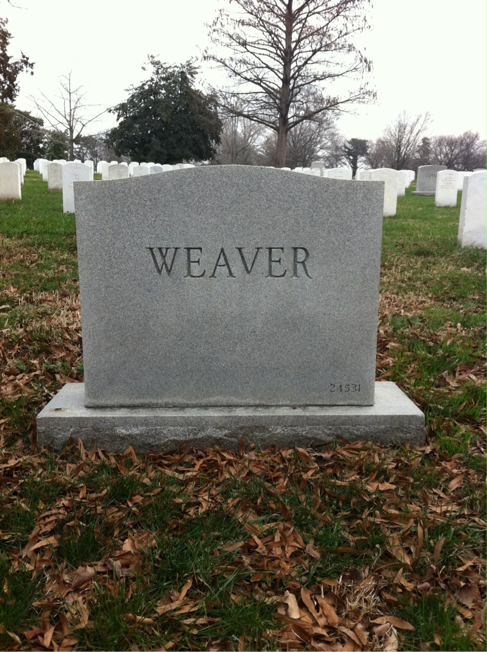 Back of headstone — John Herbert Weaver
