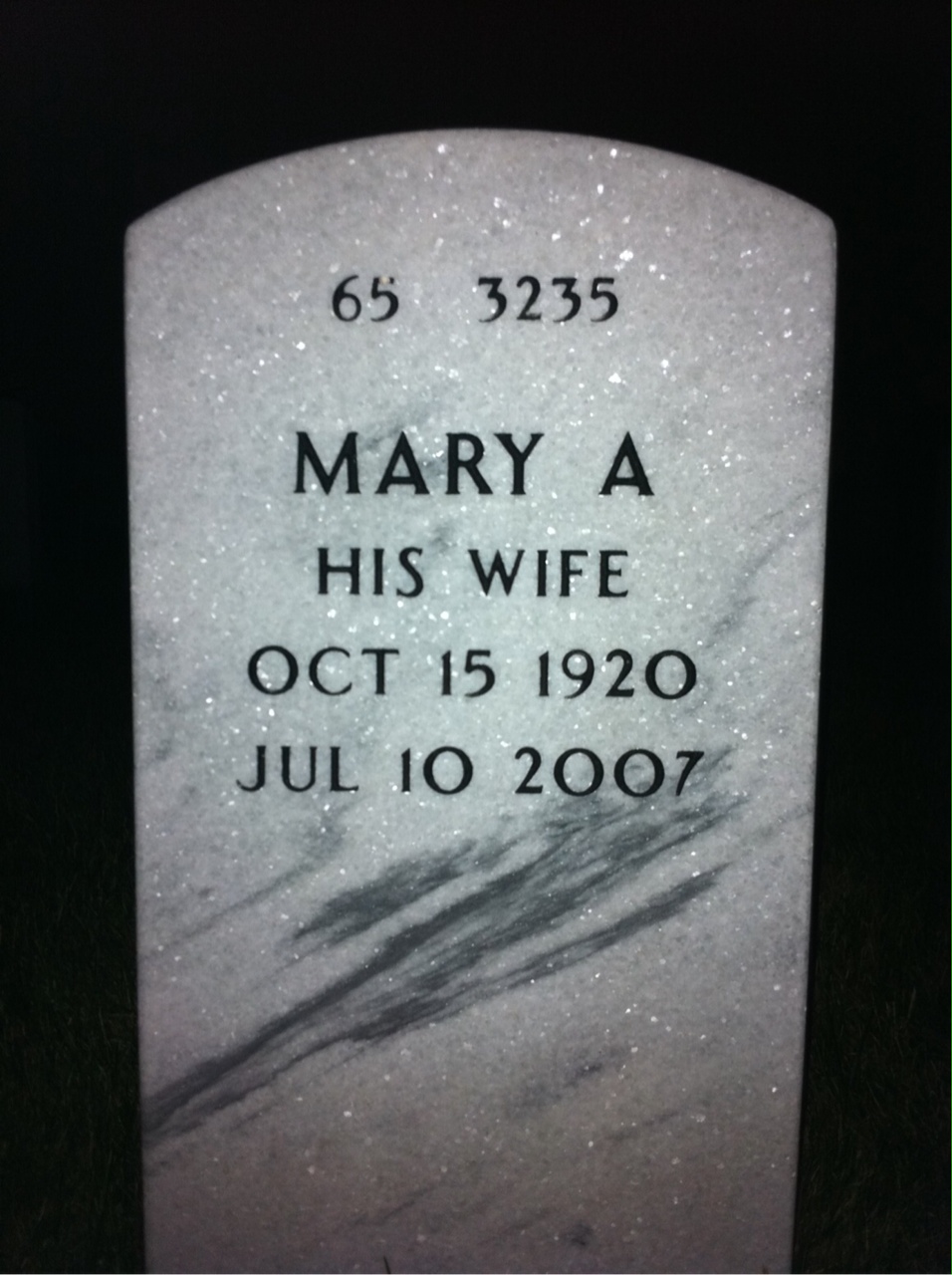Back of headstone — John Conley