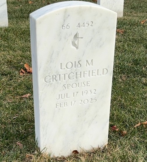 Back of headstone — James Critchfield