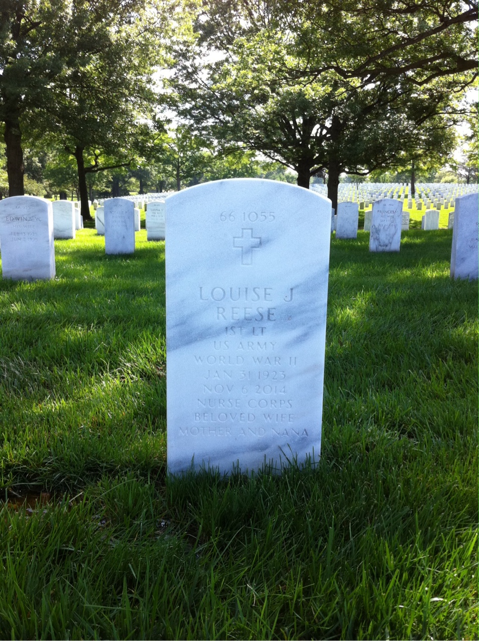 Back of headstone — Arthur Reese