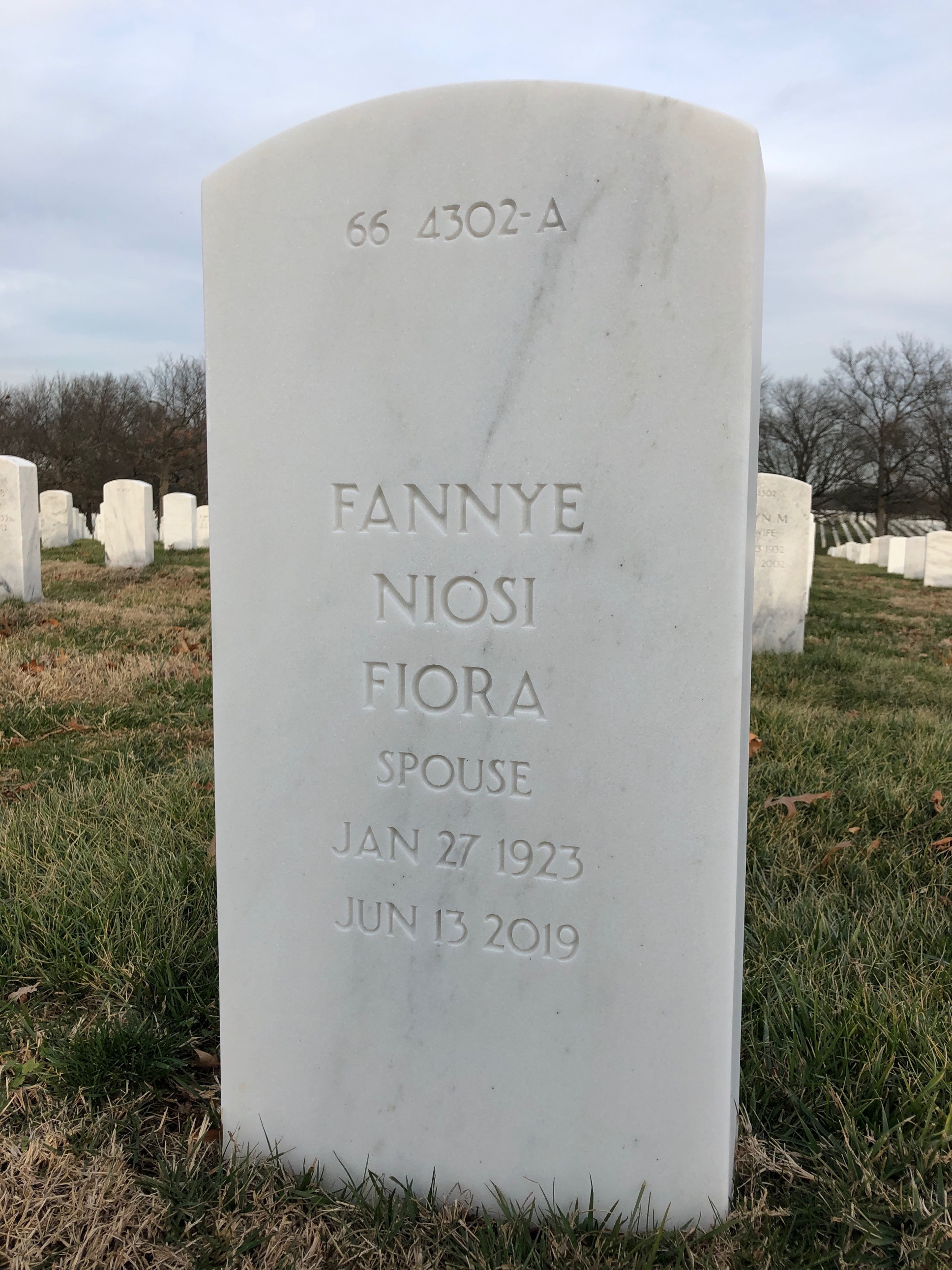 Back of headstone — Vincent Fiora