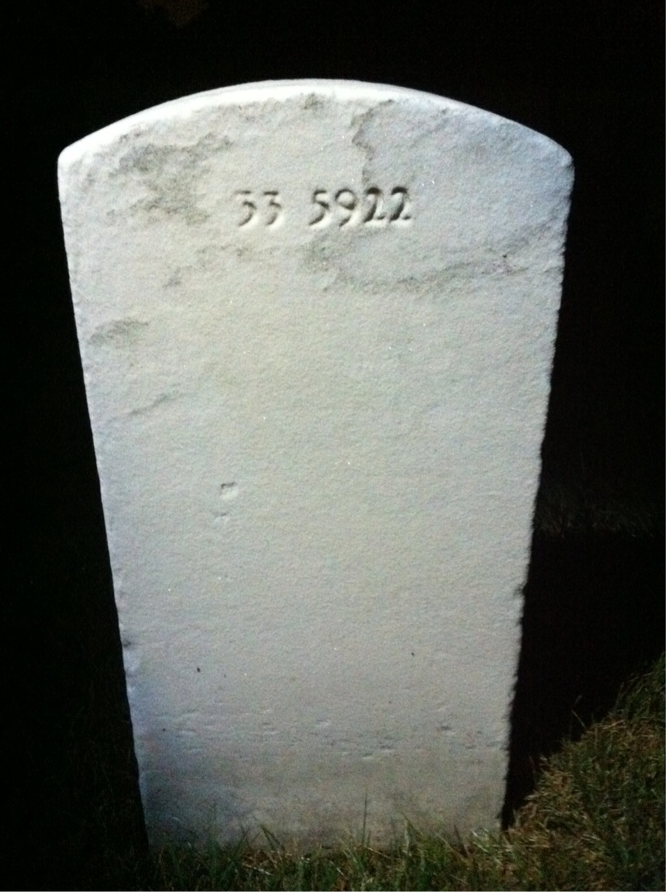 Back of headstone — Wilbur Adams