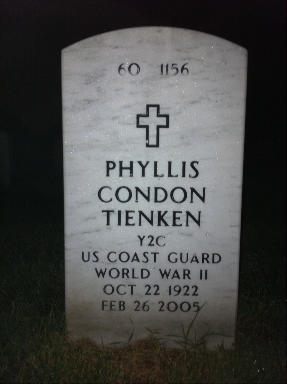 Back of headstone — Phyllis Tienken
