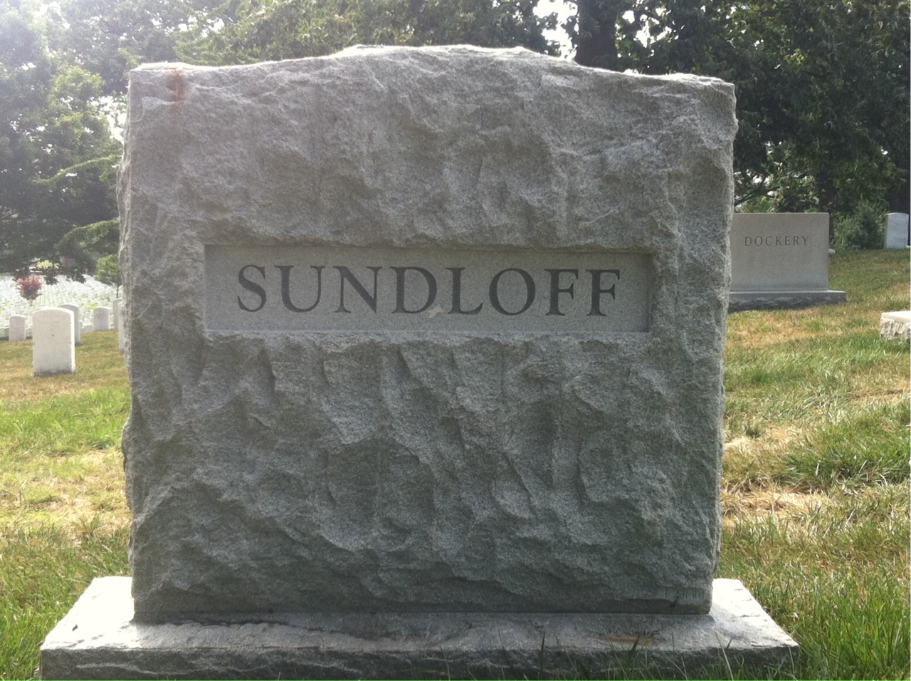 Back of headstone — Fredrick Sundloff