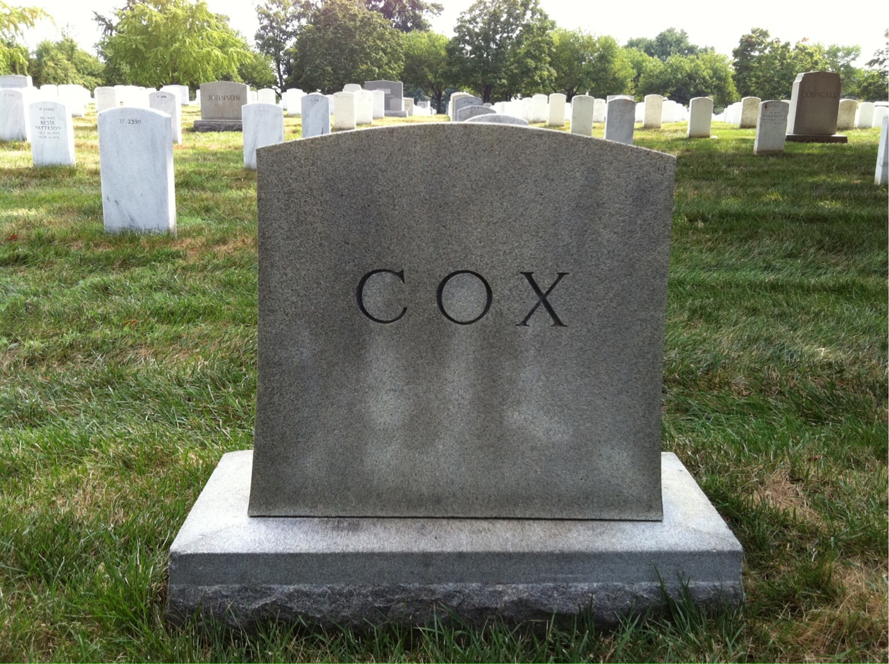 Back of headstone — John Cox