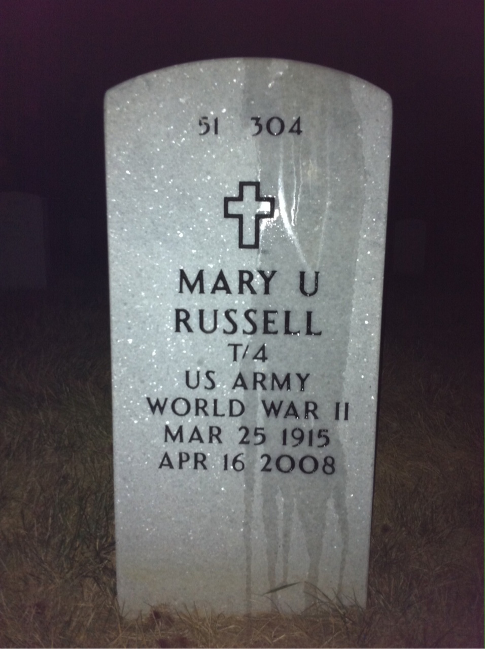 Back of headstone — Mary Russell