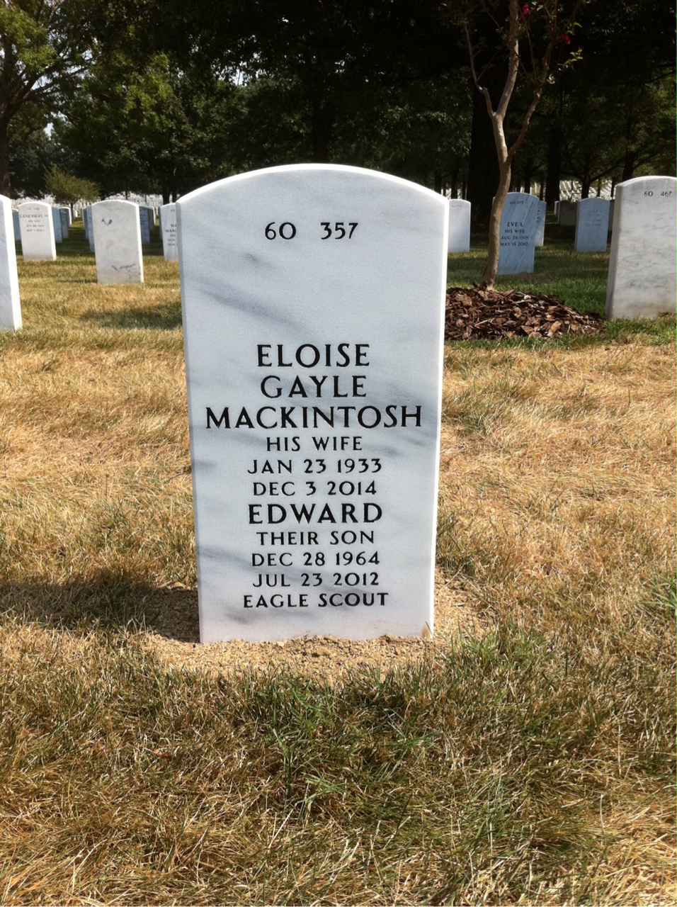 Back of headstone — Omer Ostensoe
