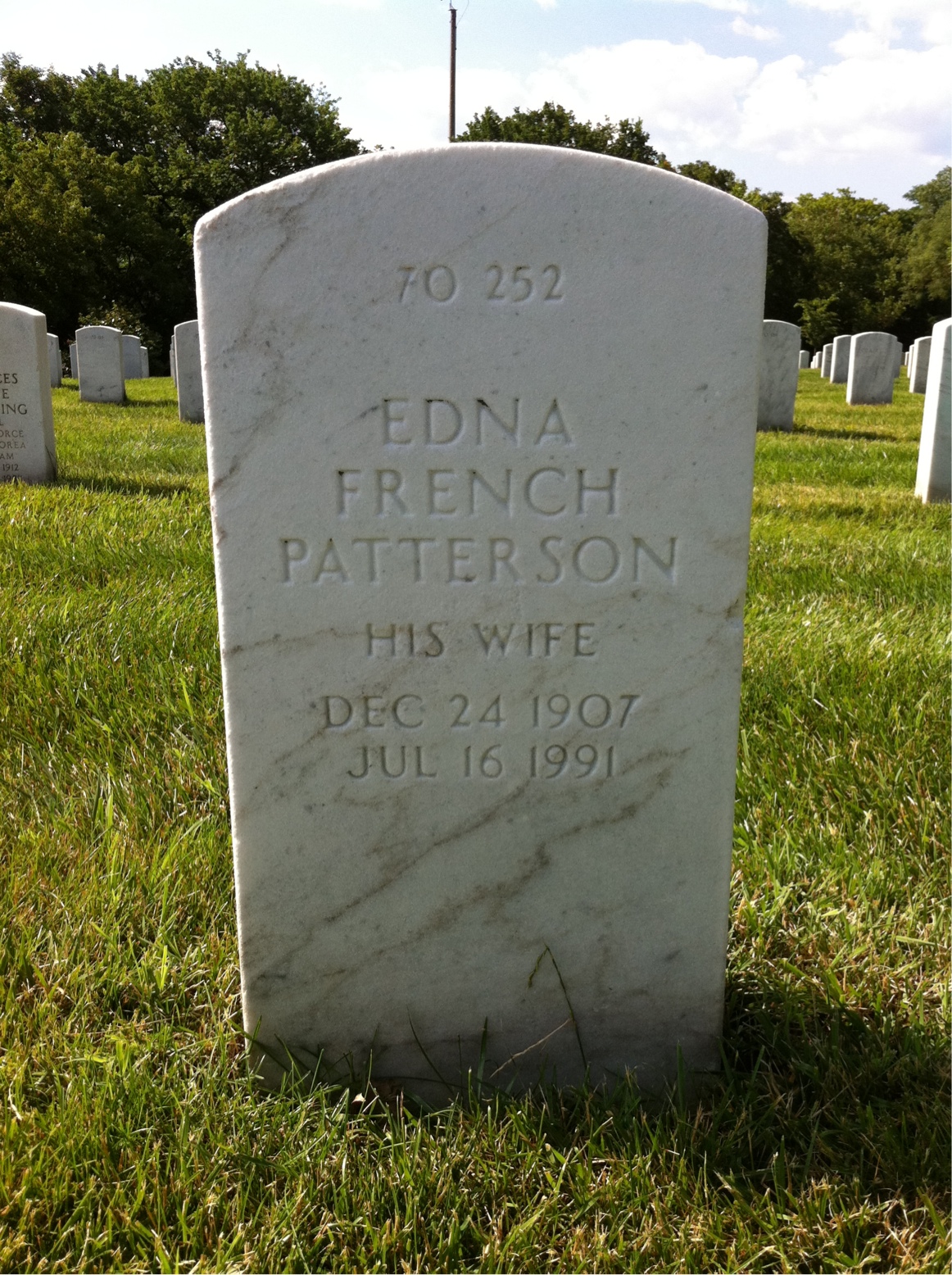 Back of headstone — Edna Mohn
