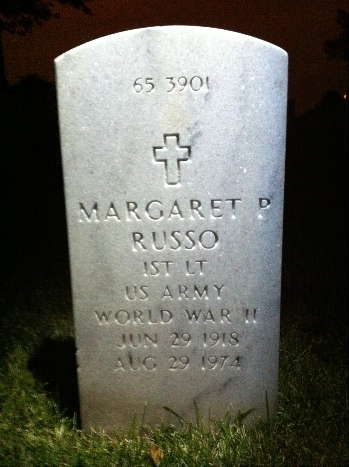 Back of headstone — Margaret P Russo