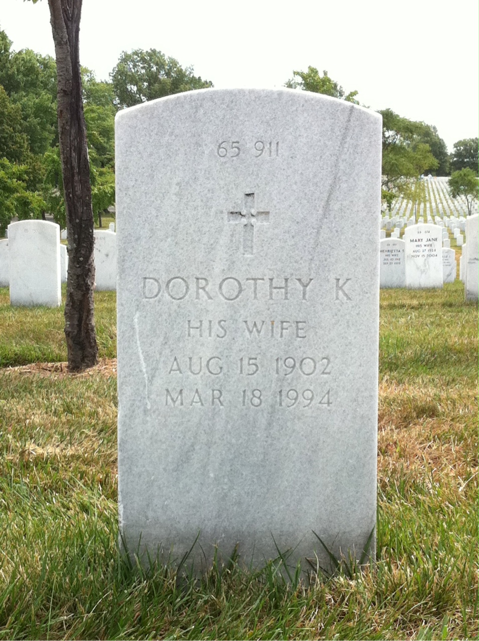 Back of headstone — Dorothy Mitchell