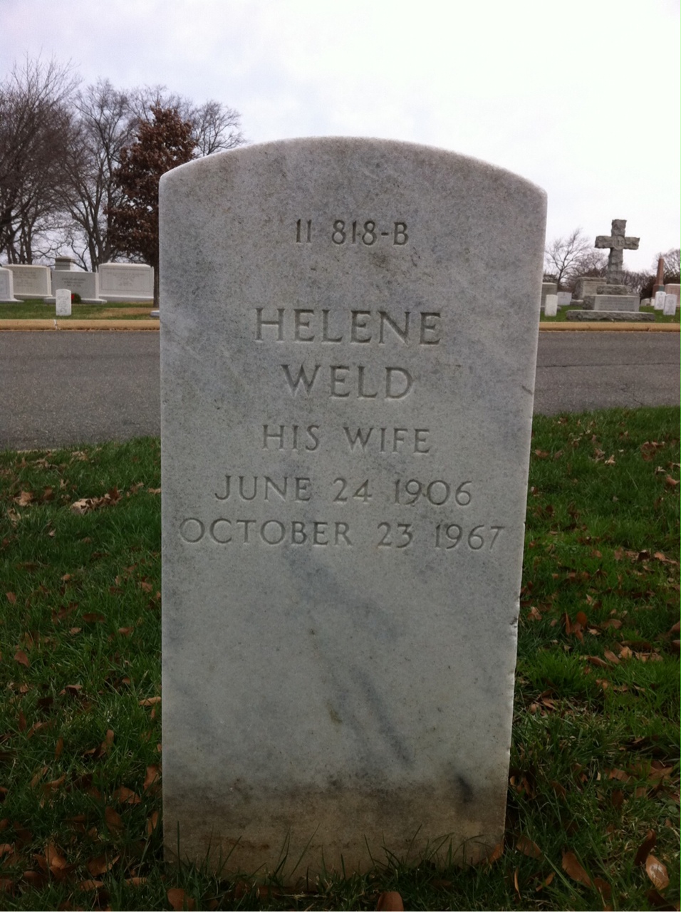 Back of headstone — Wyman F Coudray