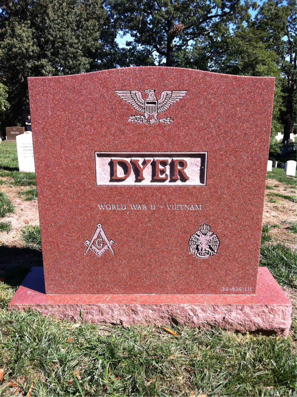 Back of headstone — William Dyer