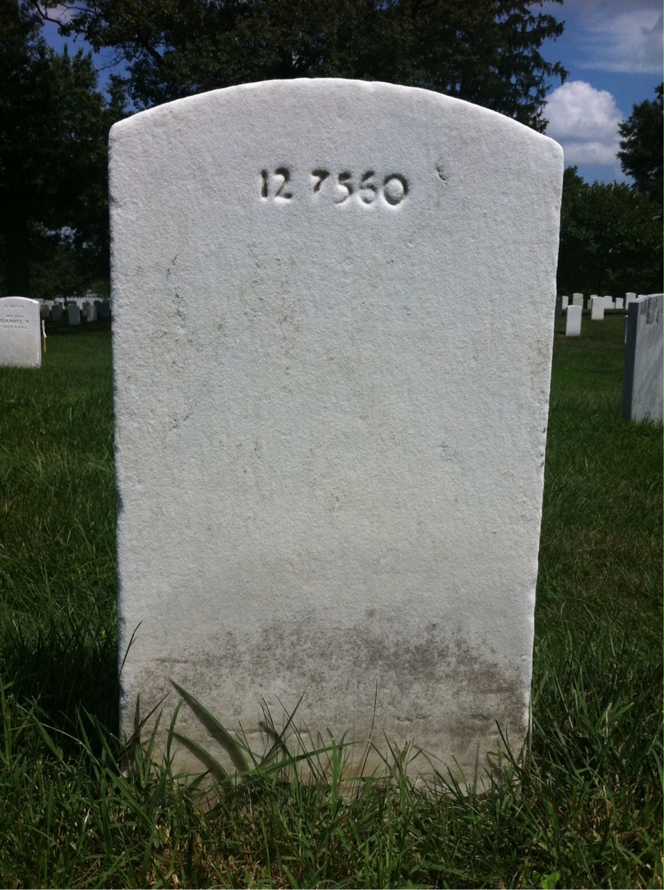 Back of headstone — William P Ryan