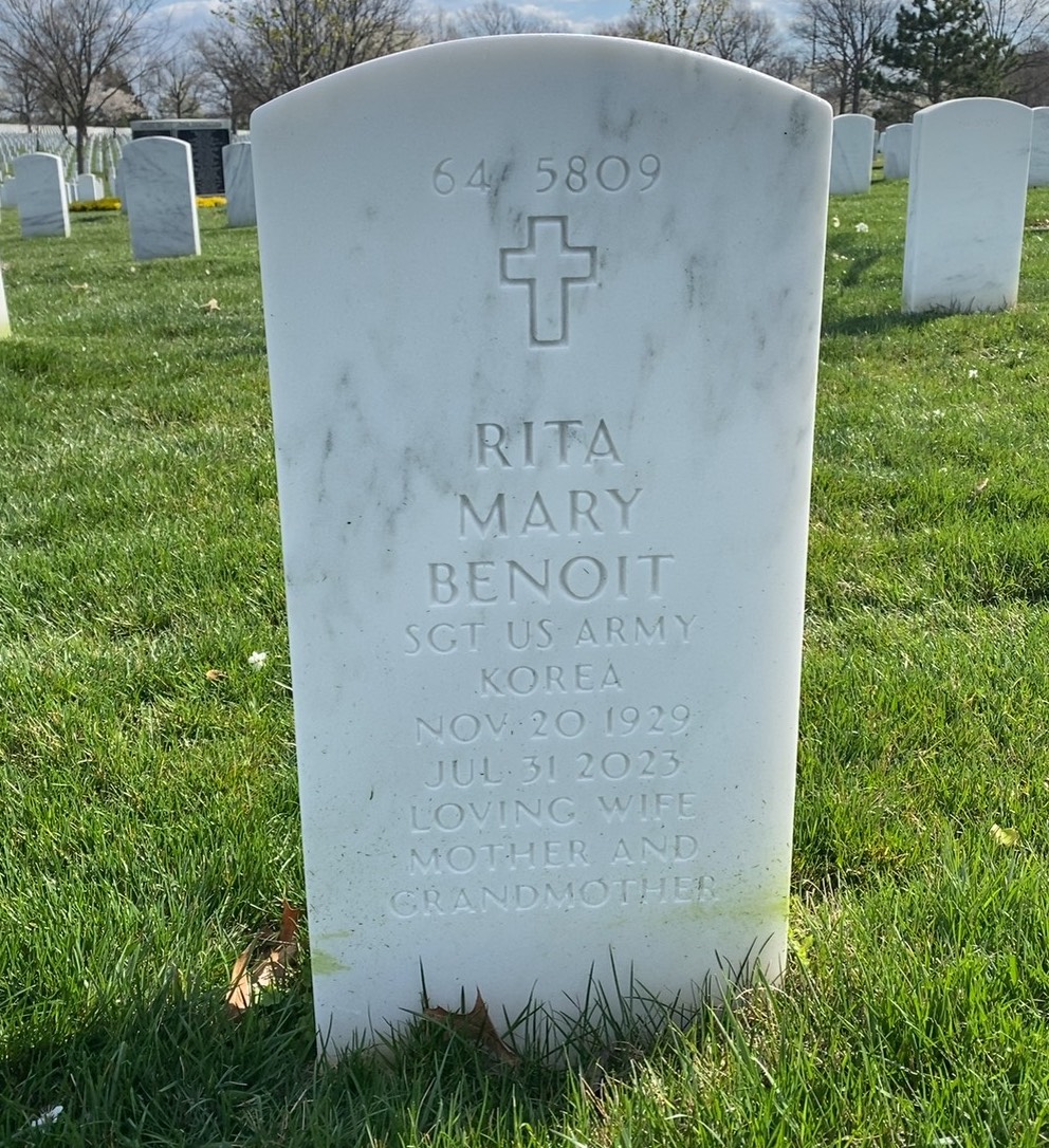 Back of headstone — Wilton Benoit