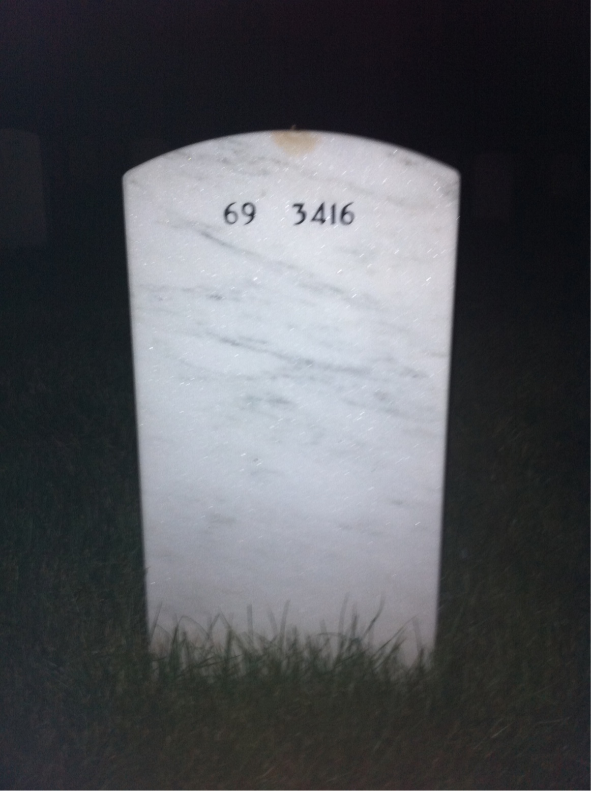 Back of headstone — Joseph Harvin