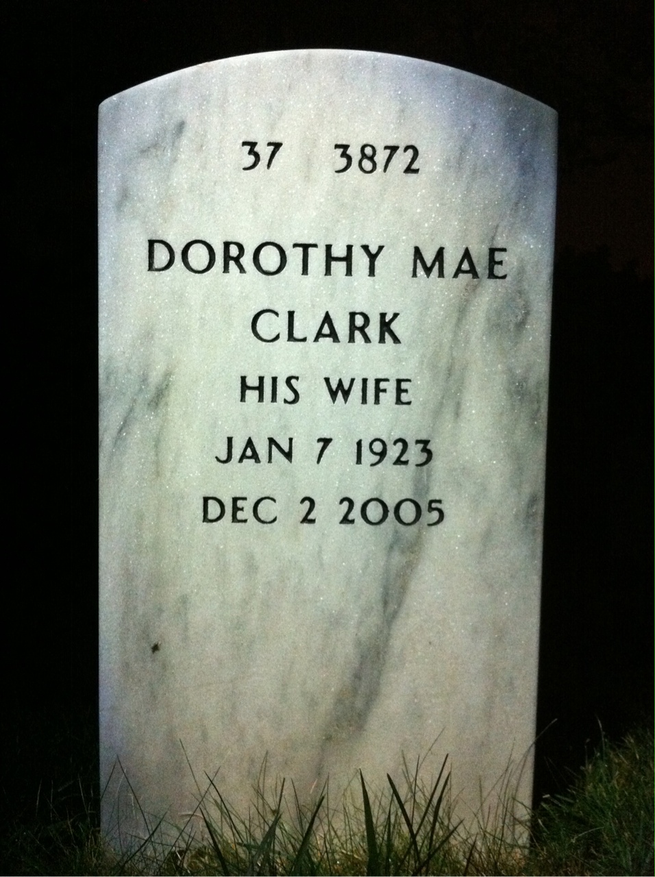 Back of headstone — Gerald Field