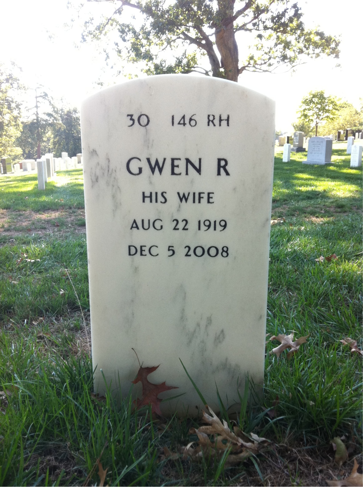 Back of headstone — John Glyer