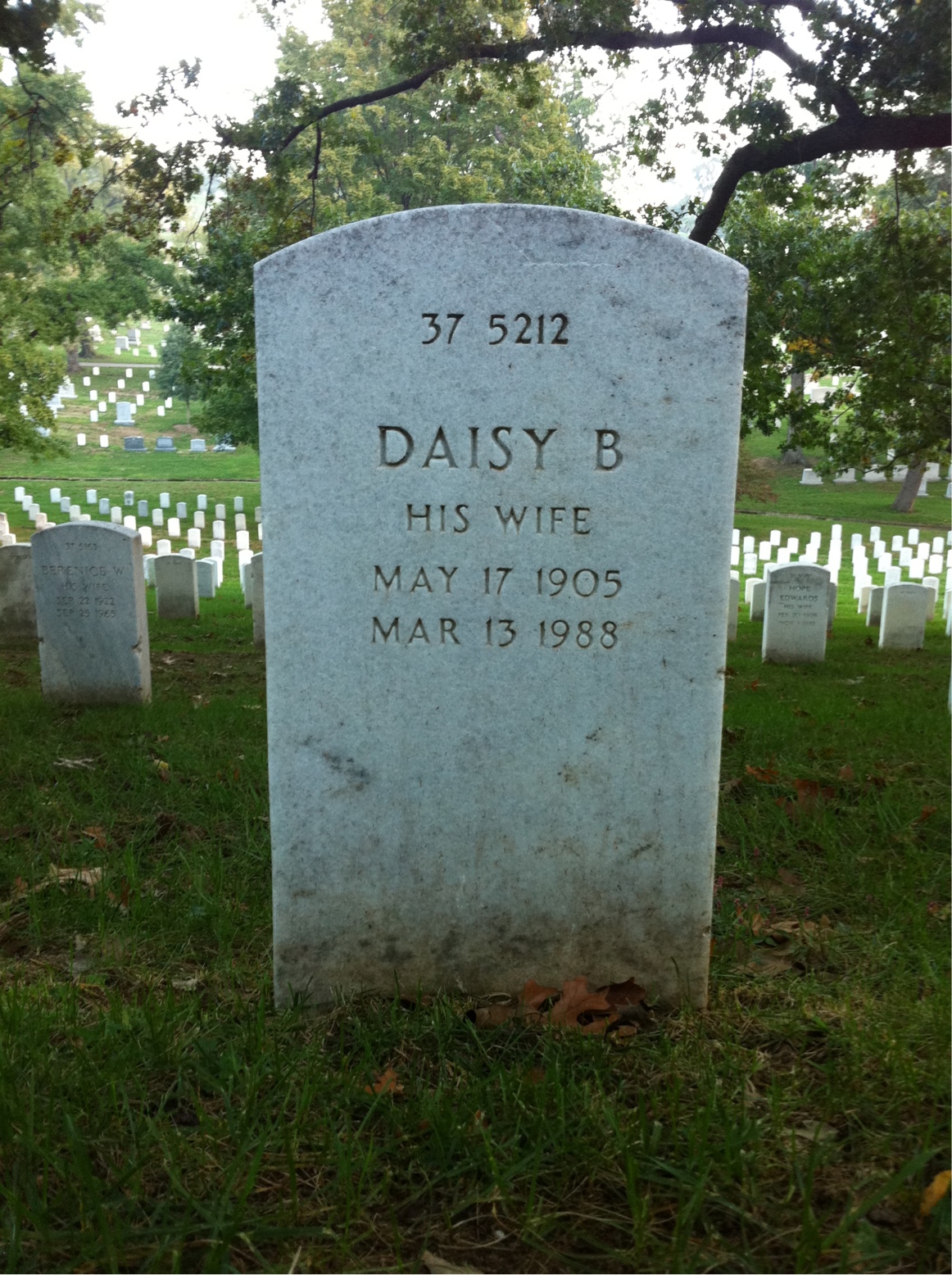 Back of headstone — Howard Murray