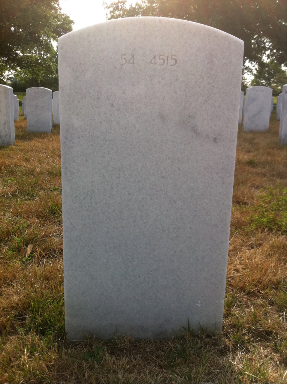 Back of headstone — Bennie Bauman