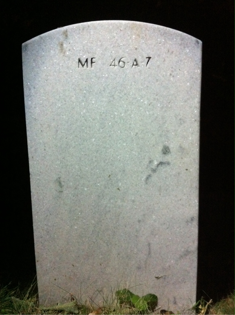 Back of headstone — Lester Heflin
